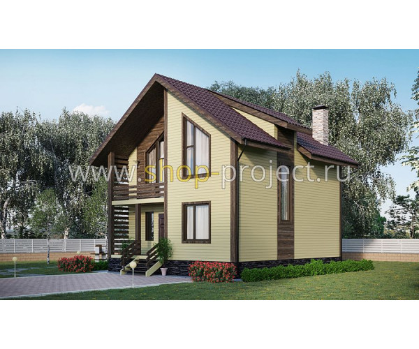S2-107. Проект современного мансардного дома с балконом (072-107-1М)