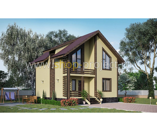 S2-107. Проект современного мансардного дома с балконом (072-107-1М)