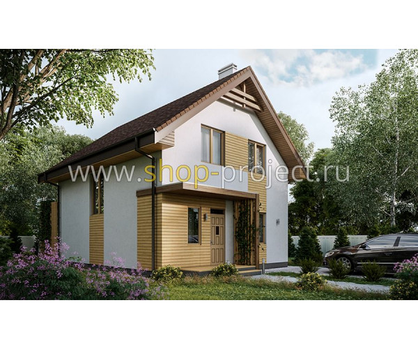 S2-124. Проект современного мансардного дома с террасой (095-124-1М)